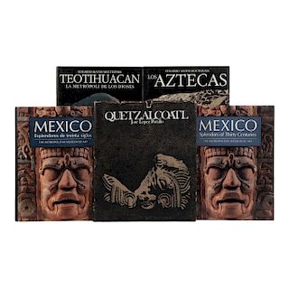 LOTE DE LIBROS SOBRE CULTURAS. a) México Splendors of Thirty Centuries / México Esplendores de Treinta Siglos. b) Los Aztecas. Pzs: 5.