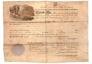 James Monroe Presidential Signed Land Grant 