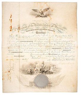 Abraham Lincoln Presidential Signed Naval Commission for Commander Peter Turner 
