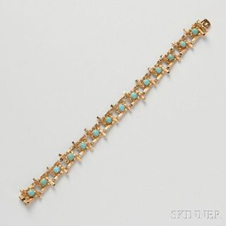 18kt Gold and Turquoise Bracelet