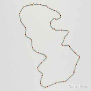18kt Gold and Enamel Chain