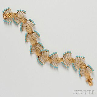 14kt Gold and Turquoise Bracelet