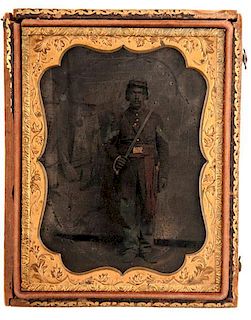 Civil War Quarter Plate Tintype of African American First Sergeant 