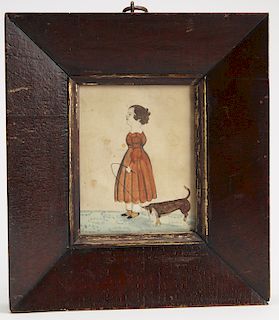 Miniature Portrait of Child with Dog