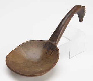 Early Carved Native American Scoop with Bird