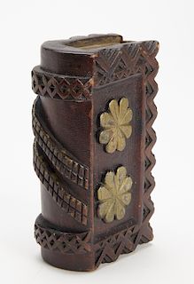 Spruce Gum Box with Carved Flowers & Snowflakes