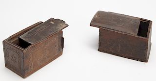 Two Early Folk Art Slide Top Boxes