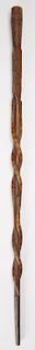 Carved Walking Stick IOOF W/Heart In Hand