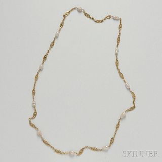 18kt Gold and Baroque Cultured Pearl Chain