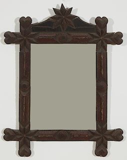 Tramp Art Frame with Hearts & Starbursts