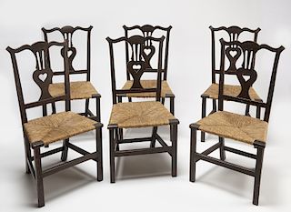 Set of Six Chippendale Chairs with Heart Splats