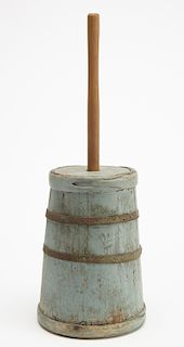 Small Butter Churn - old blue paint