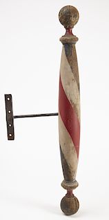 Early Painted Wall Mounted Barber Pole