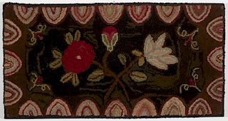 Early Floral Hooked Rug