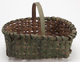 Early Splint Basket in Original Green Paint