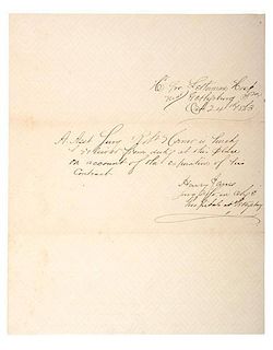 Medical Director, Henry Janes, ADS from Letterman Hospital Near Gettysburg, October 1863, Releasing Civilian Doctor Robert Horner 