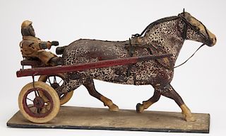 Folk Art Horse & Sulky with Driver