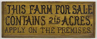 Farm for Sale Trade Sign
