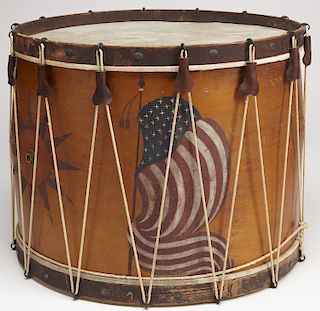 Paint Decorated Bass Drum with Flags
