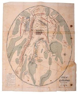 Scarce Gettysburg Battlefield Map, T. Ditterline, 1863 