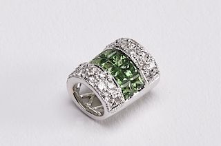 Jewelry Slide with Diamonds & Green Stones