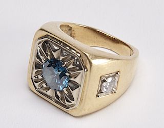 18K Men's Ring 2 Karat Blue Diamond