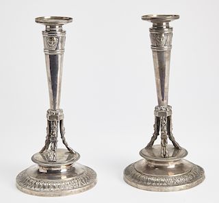 Schott Pair Silver Candlesticks