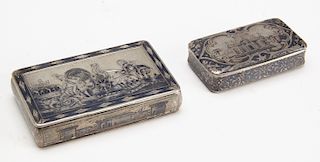 Antique Two Russian Silver Snuff Boxes