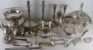 SILVER. Large Assorted Group of Hollow Ware and