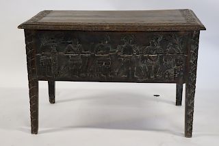 Antique And Figural Carved Trunk