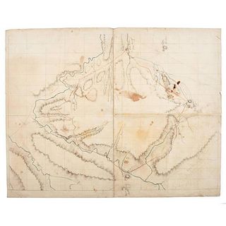 Original Hand-Drawn Map of North & Northwestern Area Above Black Hills, Attributed to M.C. Foote, Plus 