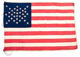 34-Star American Flag with Unique Star Pattern, Identified to 101st Pennsylvania Officer 
