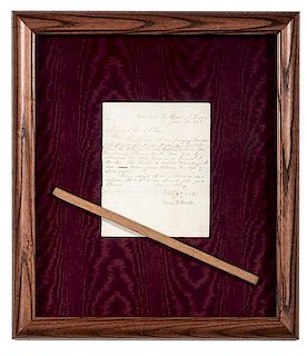 Abraham Lincoln Relic, Piece of Timber from Original Lincoln Cabin, Macon County, Illinois, Accompanied by Letter from Hanks Brothers 