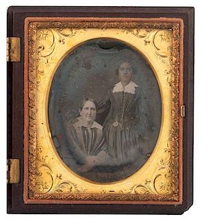 Sixth Plate Daguerreotype of Aged Woman with African American Servant 