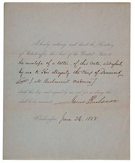 James Buchanan Document Signed as President, June 1858 