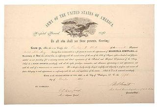 Ulysses S. Grant Military Appointment Signed as Lt. General Commanding Armies of the US, December 1865 