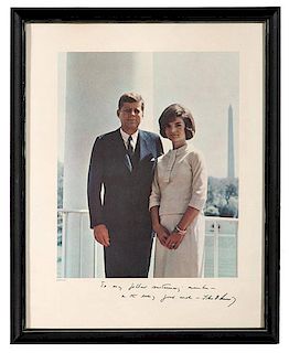John & Jacqueline Kennedy, Photograph Signed and Inscribed by the President 