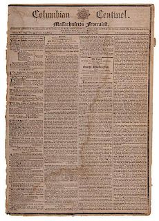 Columbian Centinel, Boston, MA, December 25, 1799, Breaking News of George Washington's Death 