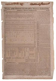Star, and North Carolina State Gazette, Raleigh, December 9, 1829, Broadsheet Extra with President Andrew Jackson's State of the Union Address 
