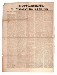 The Vermont Patriot, January 26, 1830, Two Broadsheet Newspaper Extras Featuring Complete Printings of "Daniel Webster's Second Reply" Speech 