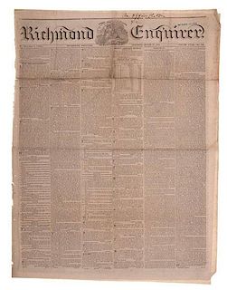 Richmond Enquirer, Two Issues, April and June, 1836, Texas War of Independence, Coverage of Battles of Alamo and Goliad 