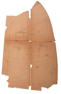 Wright Brothers, Sketches Made on Brown Paper During Reconstruction of Wright 1905 Flyer, Attributed to Orville Wright 