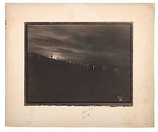 Richard Throssel Photograph, Sunrise in Custer's Battlefield, Plus Map 