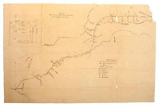 Fort Laramie - Fort Pierre Trail, Hand-Drawn Map, Ca 1855 