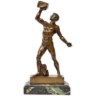 A 19th Century Grand Tour German Bronze Nude Figure of An Athlete