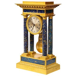 A French Empire Ormolu and Lapis Lazuli Mantle Clock, circa 1860