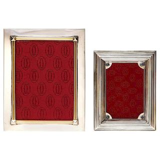 Two Cartier Silvered Metal Picture Frames