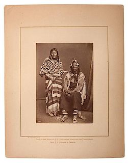 Ulke Brothers Albumen Photograph of Iron Bull and Squaw, Crow 