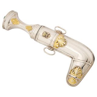 A Royal Saudi Arabian Silver and Silver-Gilt Jambiya Khanjar Dagger, Malachite