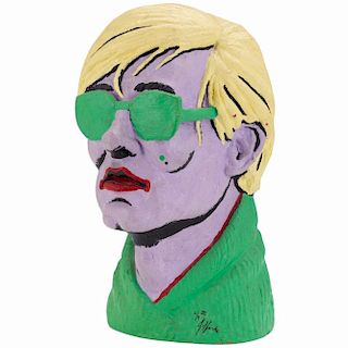 Limited Edition American Polychromed Rubber Bust of Andy Warhol by Jefferds